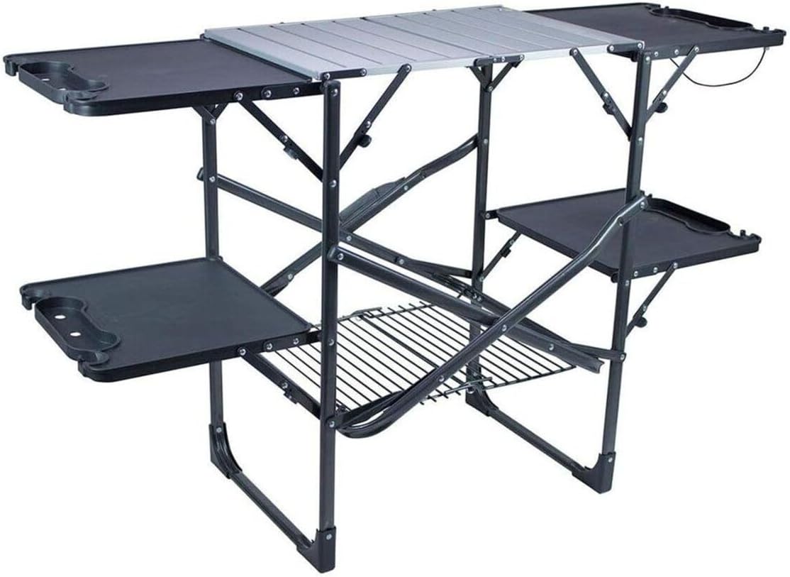 Camping Cooking Table With Storage - Mesa de cocina portátil plegable y