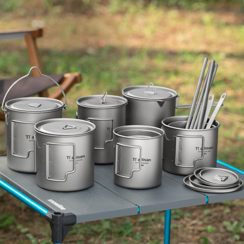 Camping Cooking Pot Stainless Steel - Tiartisan-taza de té y café portátil,