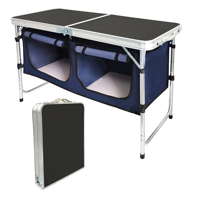 Camping Cooking Table With Storage - Mesa plegable ligera de aluminio para