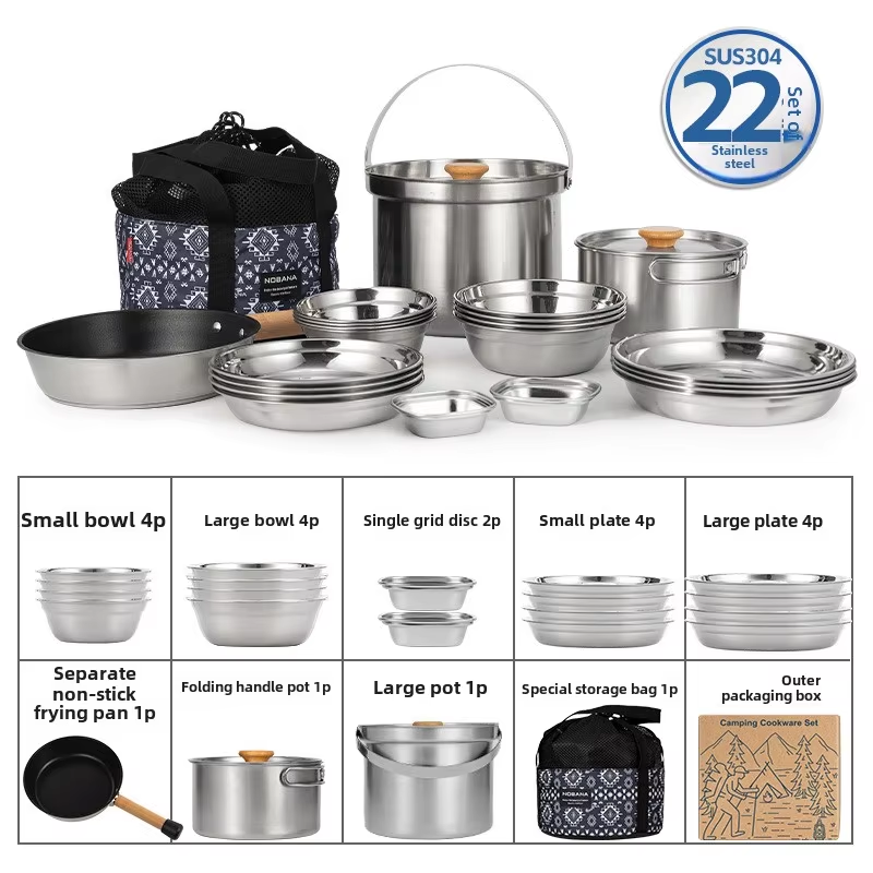 Camping Cooking Pot Stainless Steel - NOBANA, el más nuevo juego de