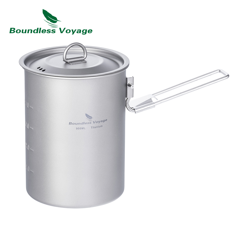 Camping Cooking Pot Stainless Steel - Boundless Voyage-olla de titanio de 900ml,