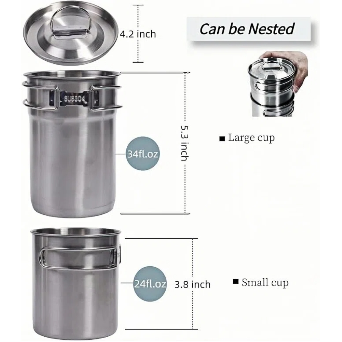 Tazas plegables para acampar,  - Camping Cooking Pot Stainless Steel reseña y precio
