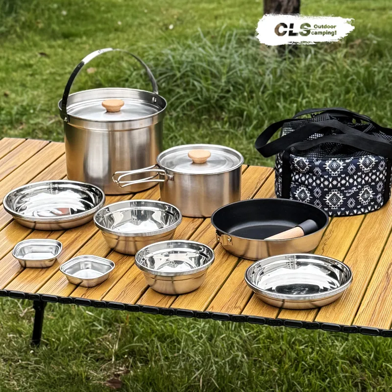 NOBANA&CLS Juego de Ollas de A - Camping Cooking Pot Stainless Steel reseña y precio