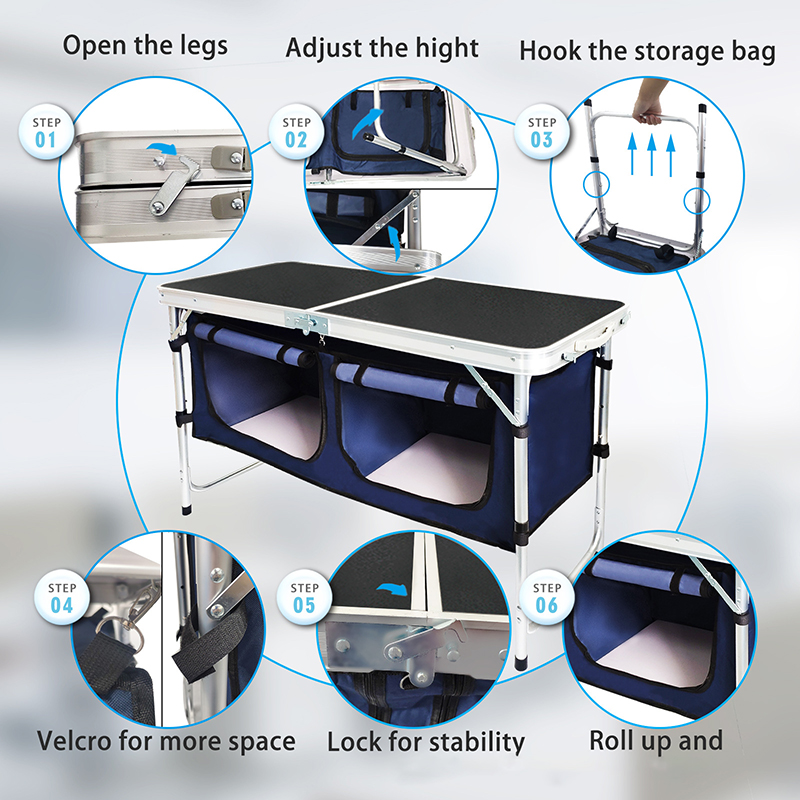 Mesa plegable ligera de alumin - Camping Cooking Table With Storage reseña y precio