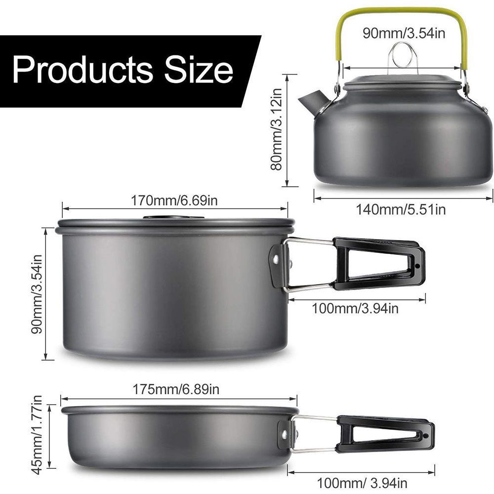 Juego de utensilios de cocina  - Camping Cooking Pot Stainless Steel reseña y precio