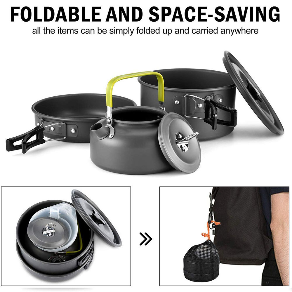 Juego de utensilios de cocina  - Camping Cooking Pot Stainless Steel reseña y precio