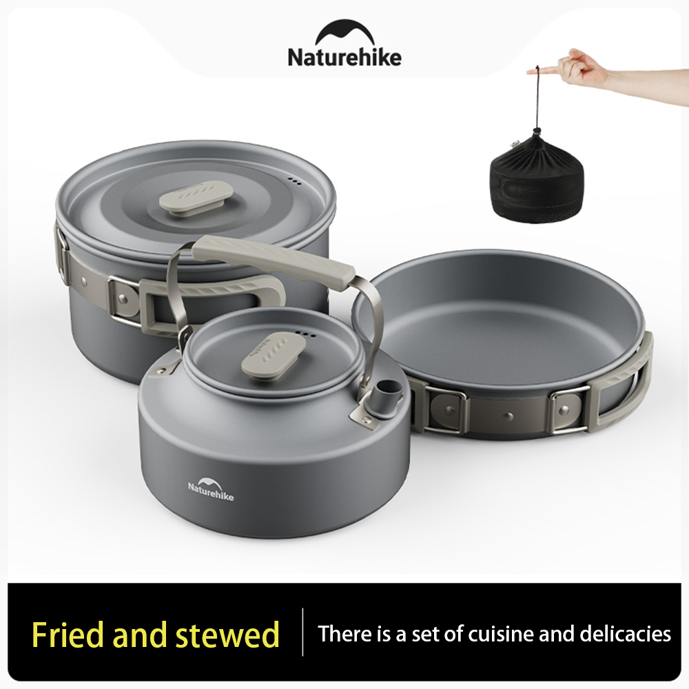 Naturehike-Juego de ollas al a - Camping Cooking Pot Stainless Steel reseña y precio